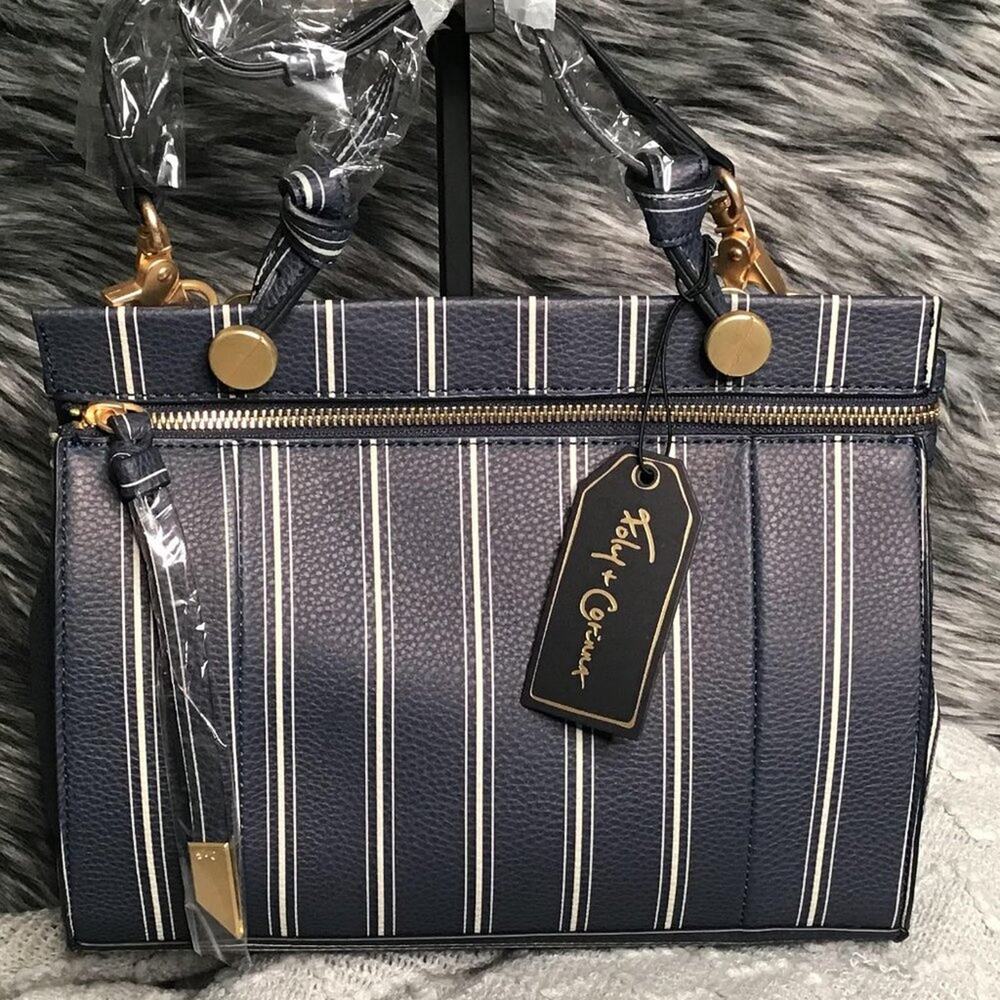 NWT Foley + Corinna "Dione Satchel Petite in Slumber Stripe" Vegan Leather